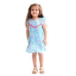 Nauti Nati Baby-Girl's Cotton A-Line Knee-Length Casual Dress (241181_Blue dress material - Bailly - Premium Dress Materials for Every Occasion