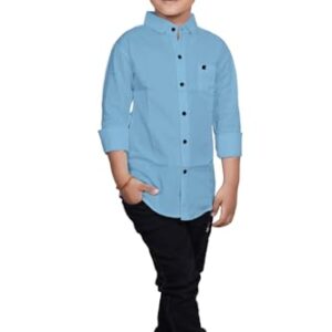 ZAKAR STYLE Boys Solid Casual Shirt in Cotton Fabric (in, Age, 7 Years, 8 Years, Sky) dress material - Bailly - Premium Dress Materials for Every Occasion