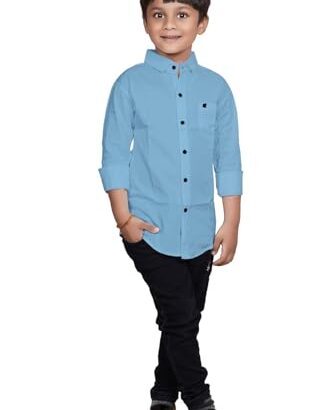 ZAKAR STYLE Boys Solid Casual Shirt in Cotton Fabric (in, Age, 7 Years, 8 Years, Sky) dress material - Bailly - Premium Dress Materials for Every Occasion