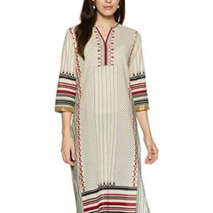 Myx Cotton Women's Regular Fit Kurti (Ss19Fs076A_Offwhite_Small dress material - Bailly - Premium Dress Materials for Every Occasion