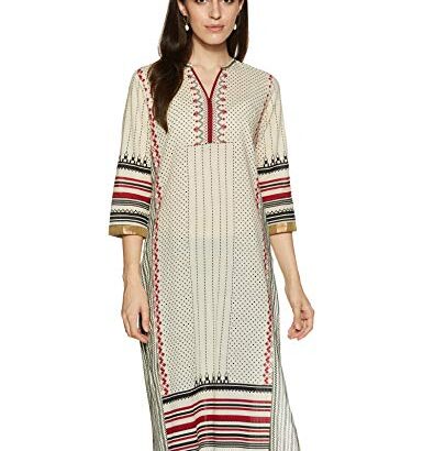 Myx Cotton Women's Regular Fit Kurti (Ss19Fs076A_Offwhite_Small dress material - Bailly - Premium Dress Materials for Every Occasion