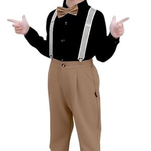 SAGAR IMPEX Boys Cotton Lycra Solid Full Sleeves Shirt and Pant Set with Suspender and Bow Tie | Clothing Set for Boys (Black, 1 Year) dress material - Bailly - Premium Dress Materials for Every Occasion