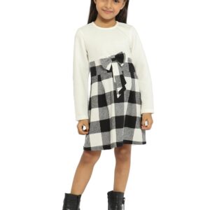 nauti nati Girl's Polyester Strapless Mini Casual Dress (NN312-633-4 Years_White-Black dress material - Bailly - Premium Dress Materials for Every Occasion