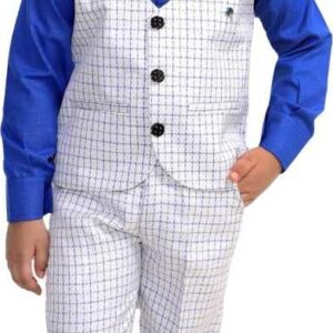 Akshita Trading Kids Shirt, Waistcoat and Pant for Boys (6-7 Years, Blue) dress material - Bailly - Premium Dress Materials for Every Occasion