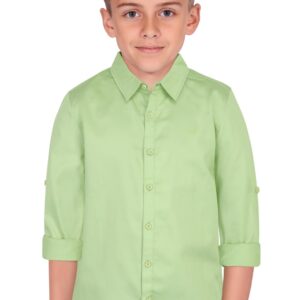 Allen Solly Boy's Solid Regular Fit Shirt (ABSFCSPFR14377_Light Olive 7 8 Years) dress material - Bailly - Premium Dress Materials for Every Occasion
