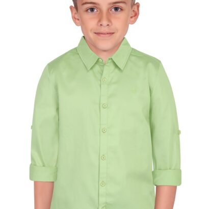 Allen Solly Boy's Solid Regular Fit Shirt (ABSFCSPFR14377_Light Olive 7 8 Years) dress material - Bailly - Premium Dress Materials for Every Occasion