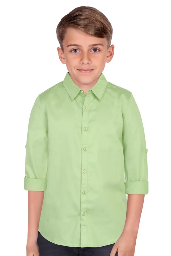 Allen Solly Boy's Solid Regular Fit Shirt (ABSFCSPFR14377_Light Olive 7 8 Years) dress material - Bailly - Premium Dress Materials for Every Occasion