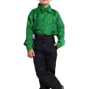Kaku Fancy Dresses Dance Costume Shinning Shirt for Kids | Sequin Work School Annual Funtion Shirt For Boys dress material - Bailly - Premium Dress Materials for Every Occasion