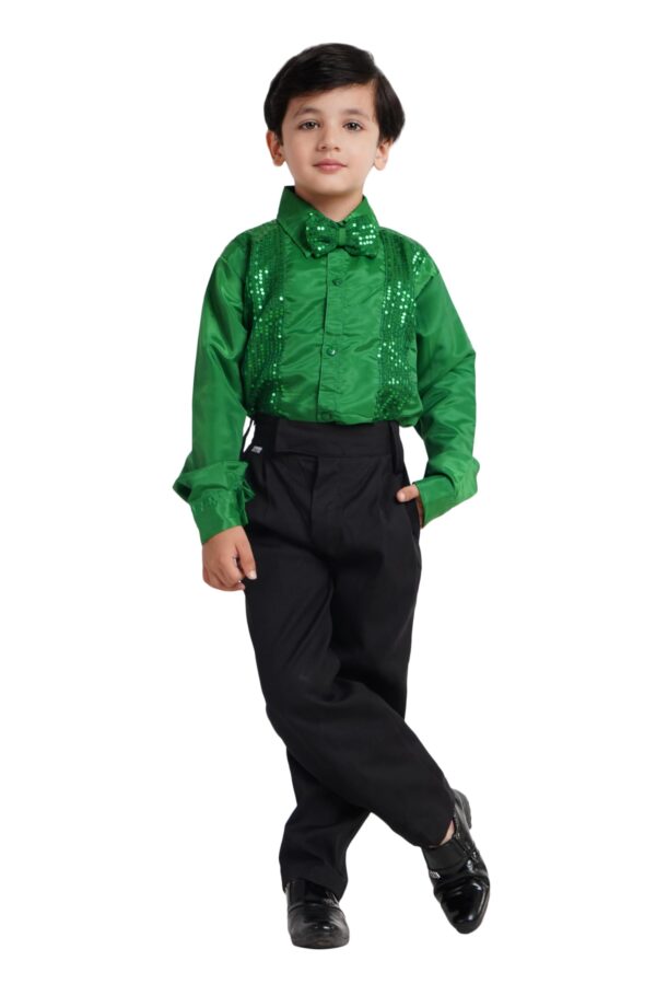 Kaku Fancy Dresses Dance Costume Shinning Shirt for Kids | Sequin Work School Annual Funtion Shirt For Boys dress material - Bailly - Premium Dress Materials for Every Occasion