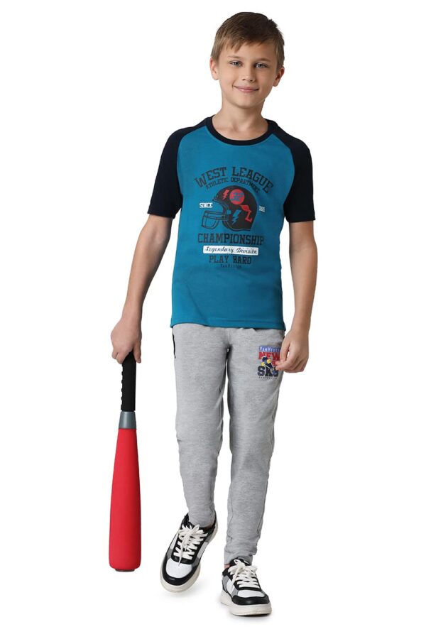 Van Heusen Boys T-Shirt - 100% Cotton - Smart Tech, Easy Stain Release, Anti Stat, Ultra Soft, Moisture Wicking_62004_Ocean Depths_5-6 Years dress material - Bailly - Premium Dress Materials for Every Occasion
