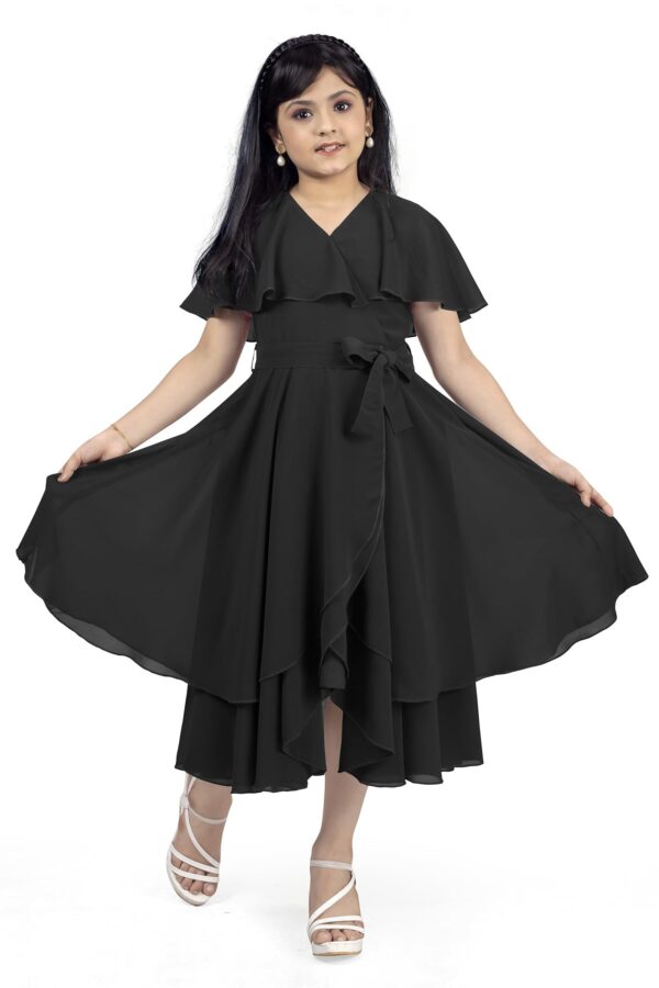 Fashion Dream Girl’s Calf Length Asymmetric Dresses (FDGFRK00376 BLK 20_Black_3-4Yrs) dress material - Bailly - Premium Dress Materials for Every Occasion