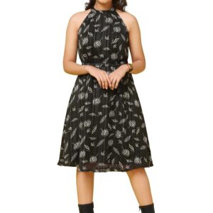 Fashion Dream Girl's Knee Length Halter Neck Dresses(FDGFRK00340 BLK 28_Black_7-8 Yrs) dress material - Bailly - Premium Dress Materials for Every Occasion
