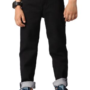 ADBUCKS Boys Jeans Stretchable Denim Fabric Regular Fit Button with Fly Zip Black dress material - Bailly - Premium Dress Materials for Every Occasion