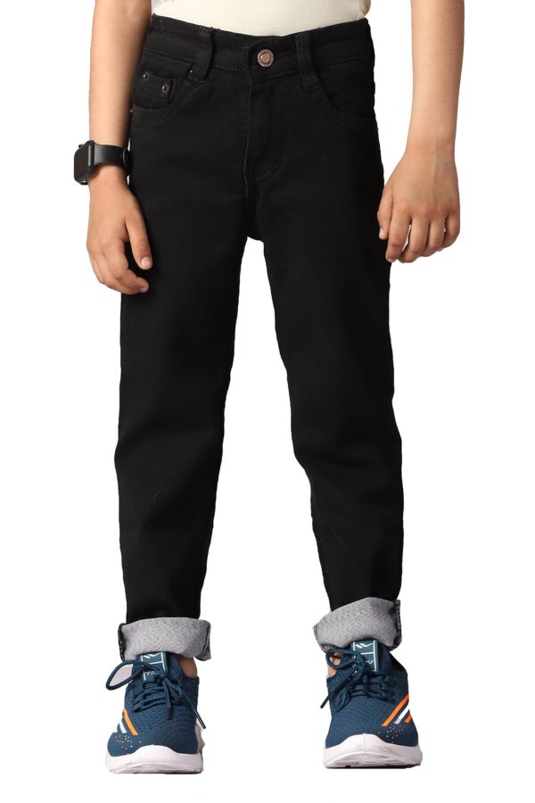 ADBUCKS Boys Jeans Stretchable Denim Fabric Regular Fit Button with Fly Zip Black dress material - Bailly - Premium Dress Materials for Every Occasion