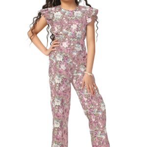 Fashion Dream Girl's Ankle Length Floral Printed Jumpsuit|Jump Suit for Girls|Jumpsuits|Printed Jumpsuit(FDGJMP00106 BPN 28_Baby Pink_7-8Yrs) dress material - Bailly - Premium Dress Materials for Every Occasion