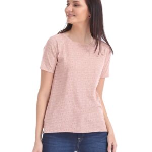 US Polo Association Women's Regular fit T-Shirt (UWTS0970_Cameo Brown_Small Hs S) dress material - Bailly - Premium Dress Materials for Every Occasion