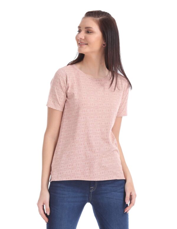 US Polo Association Women's Regular fit T-Shirt (UWTS0970_Cameo Brown_Small Hs S) dress material - Bailly - Premium Dress Materials for Every Occasion
