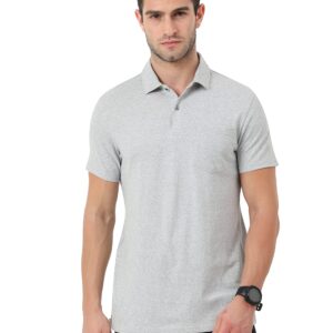 ECOLINE Clothing Mens Cotton Solid Polo Neck Half Sleeve Pocket T-Shirt (Grey, XL) dress material - Bailly - Premium Dress Materials for Every Occasion
