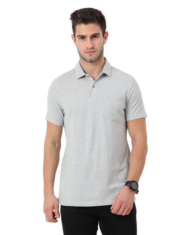 ECOLINE Clothing Mens Cotton Solid Polo Neck Half Sleeve Pocket T-Shirt (Grey, XL) dress material - Bailly - Premium Dress Materials for Every Occasion
