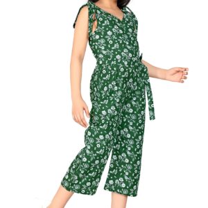 Jwalin Girls Midi Jumpsuit (JLNGJUMP00021-DRKGN_32_DARK GREEN_9 Years-10 Years) dress material - Bailly - Premium Dress Materials for Every Occasion