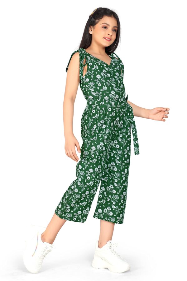 Jwalin Girls Midi Jumpsuit (JLNGJUMP00021-DRKGN_32_DARK GREEN_9 Years-10 Years) dress material - Bailly - Premium Dress Materials for Every Occasion