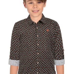 Allen Solly Boy's Solid Regular Fit Shirt (ABSFCSPFH31599_Black dress material - Bailly - Premium Dress Materials for Every Occasion