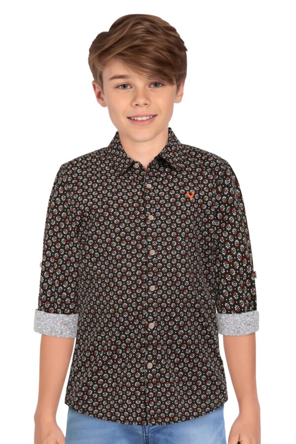 Allen Solly Boy's Solid Regular Fit Shirt (ABSFCSPFH31599_Black dress material - Bailly - Premium Dress Materials for Every Occasion
