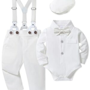 SANMIO Baby Boy Clothes 0-18M Baby Boys Suit 4pcs Baby Boy Dress Clothes Infant Tuxedo Sets, Classic Baptism Outfit, 6-12 Months dress material - Bailly - Premium Dress Materials for Every Occasion