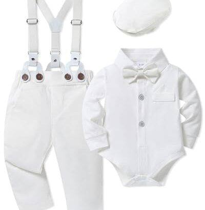 SANMIO Baby Boy Clothes 0-18M Baby Boys Suit 4pcs Baby Boy Dress Clothes Infant Tuxedo Sets, Classic Baptism Outfit, 6-12 Months dress material - Bailly - Premium Dress Materials for Every Occasion
