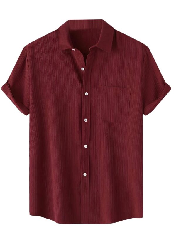 TAGDO Men's Solid Shirt with Chest Pocket Short Sleeve Shirt for Summer Outdoor Activities (Sugar-Shirt-5182-Maroon-XL) dress material - Bailly - Premium Dress Materials for Every Occasion