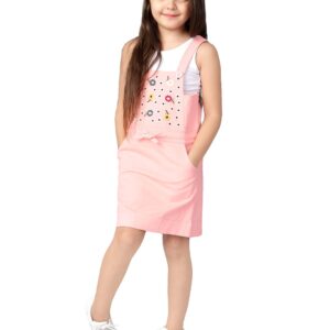 Naughty Ninos Girls Pinafore Dress,Peachy Pink,11 Years-12 Years dress material - Bailly - Premium Dress Materials for Every Occasion