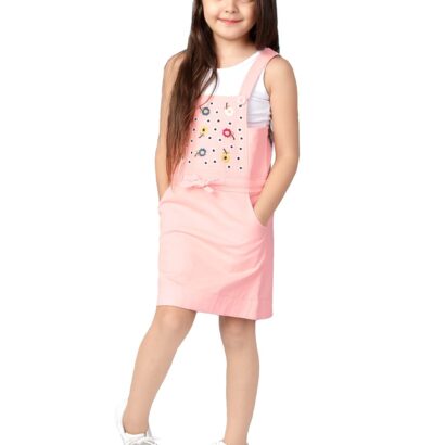 Naughty Ninos Girls Pinafore Dress,Peachy Pink,11 Years-12 Years dress material - Bailly - Premium Dress Materials for Every Occasion