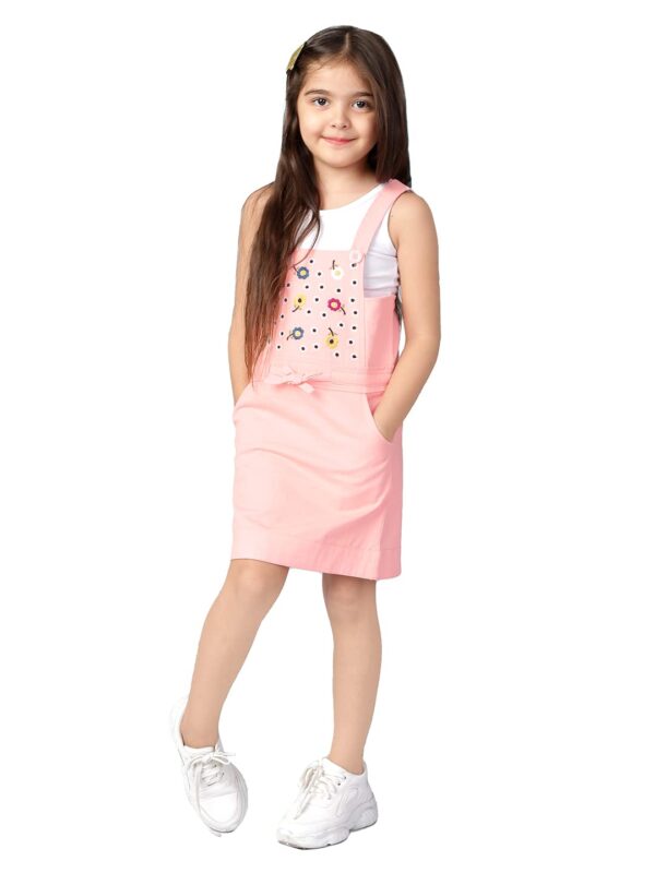 Naughty Ninos Girls Pinafore Dress,Peachy Pink,11 Years-12 Years dress material - Bailly - Premium Dress Materials for Every Occasion