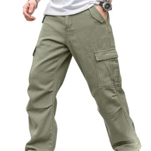 Vogaan Casual Solid Men's Loose Fit Cargo Pants with Multiple Pockets | Cotton Cargos for Men (Pista_32) dress material - Bailly - Premium Dress Materials for Every Occasion