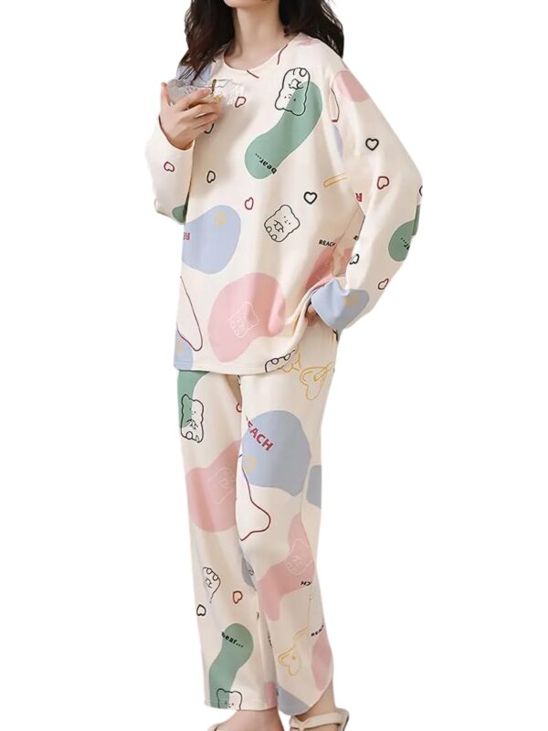 LOUIS LUXE Womens Cotton Blend Night Dress || Full Pyjama Set || Nightwear ||Round Neck Full Sleeve Nightsuit || Loungewear || Everyday Nightdress (ND-02-OFFWHITE-L) dress material - Bailly - Premium Dress Materials for Every Occasion