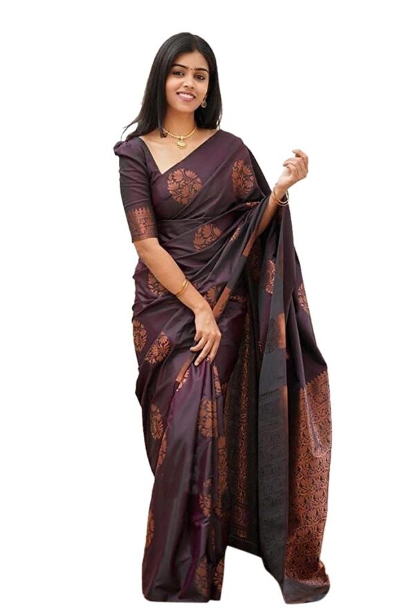 Yashika Women's Banarasi Cotton Silk Jacquard Saree (MUDRA Purple dress material - Bailly - Premium Dress Materials for Every Occasion