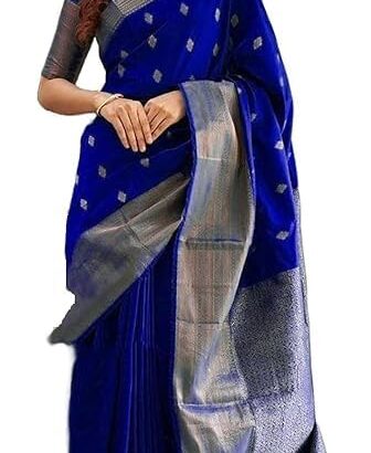 C J Enterprise Women's Banarasi Saree Pure Kanjivaram Silk Saree Soft Design Wear Pattu Sarees Latest Cotton With Blouse Piece Kanchipuram for Wedding sadi new ladies 2025 (Diamond-Butti) (Royal-Blue) dress material - Bailly - Premium Dress Materials for Every Occasion