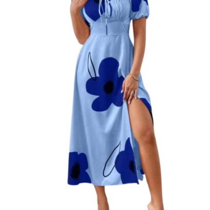 GRECIILOOKS Viscose Rayon Western Mid-Calf Length Women Party Dress (GL-WD1281_Blue dress material - Bailly - Premium Dress Materials for Every Occasion