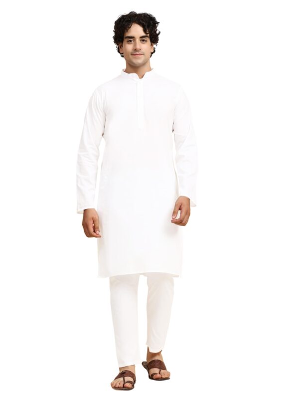 SKAVIJ Men's Casual Kurta Pajama Set Regular Fit Traditional Dress Yoga Outfit White_3XL dress material - Bailly - Premium Dress Materials for Every Occasion