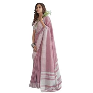 MADHUHANSH Women's Lucknowi Chikankari Linen Cotton Woven Sarees For Women With Blouse Piece - Ethnic Wear For Special Occasions Party Traditional And Casual Wear dress material - Bailly - Premium Dress Materials for Every Occasion