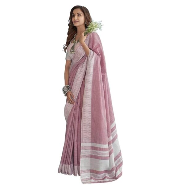 MADHUHANSH Women's Lucknowi Chikankari Linen Cotton Woven Sarees For Women With Blouse Piece - Ethnic Wear For Special Occasions Party Traditional And Casual Wear dress material - Bailly - Premium Dress Materials for Every Occasion