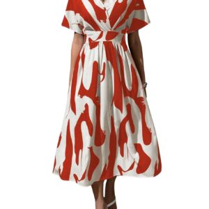 Leriya Fashion Women Fit and Flare Midi Dress Dress Red, XL dress material - Bailly - Premium Dress Materials for Every Occasion