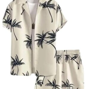 DHRUVI TRENDZ Men Rayon Printed Co-Ord Set Regular Fit Night Dress (DT-MS-6099&SH-171_OffWhite_XS) dress material - Bailly - Premium Dress Materials for Every Occasion