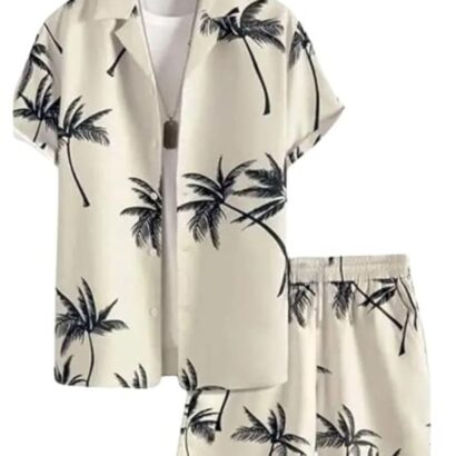 DHRUVI TRENDZ Men Rayon Printed Co-Ord Set Regular Fit Night Dress (DT-MS-6099&SH-171_OffWhite_XS) dress material - Bailly - Premium Dress Materials for Every Occasion