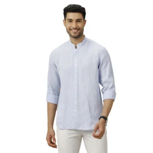 Linen Club Men's Pure Linen Blue Solid Contemporary Fit Full Sleeve Casual Shirt(Size-42)-LCSFSDN020059 dress material - Bailly - Premium Dress Materials for Every Occasion