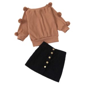 Hopscotch Polycotton Girls Solid Skirt Set In Brown Color For Ages 5-6 Years dress material - Bailly - Premium Dress Materials for Every Occasion