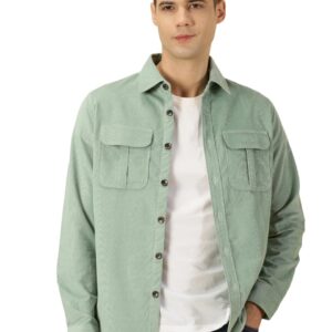 Thomas Scott Men's Slim Fit Shirt (TS1177_Green dress material - Bailly - Premium Dress Materials for Every Occasion