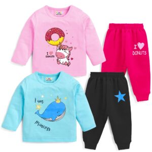 Kuchipoo Baby Girl Regular Fit Cotton Printed T-Shirts and Pyjamas Set (KUC-PSUT-101, 2-3 Years, Multi-Colored) dress material - Bailly - Premium Dress Materials for Every Occasion