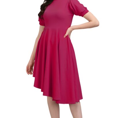 PURVAJA Women's Corduroy Fit and Flare Knee-Length Dress Ruby-064-PN-Medium_Pink dress material - Bailly - Premium Dress Materials for Every Occasion