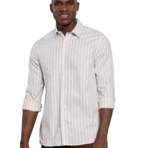 Calvin Klein Mens Beige Color Shirt (M) dress material - Bailly - Premium Dress Materials for Every Occasion